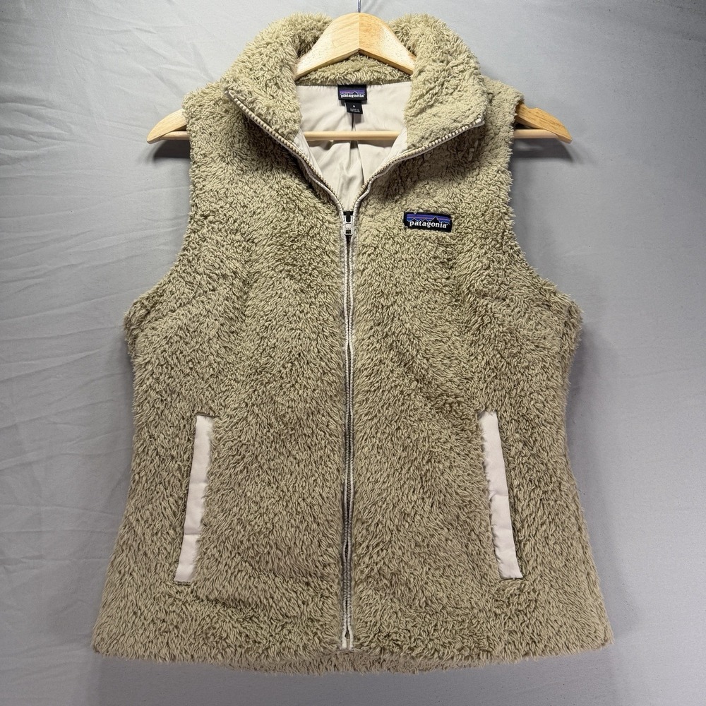 Patagonia Los Gatos Fleece Vest Womens Small Beige Sherpa Full Zip Warm Outdoor